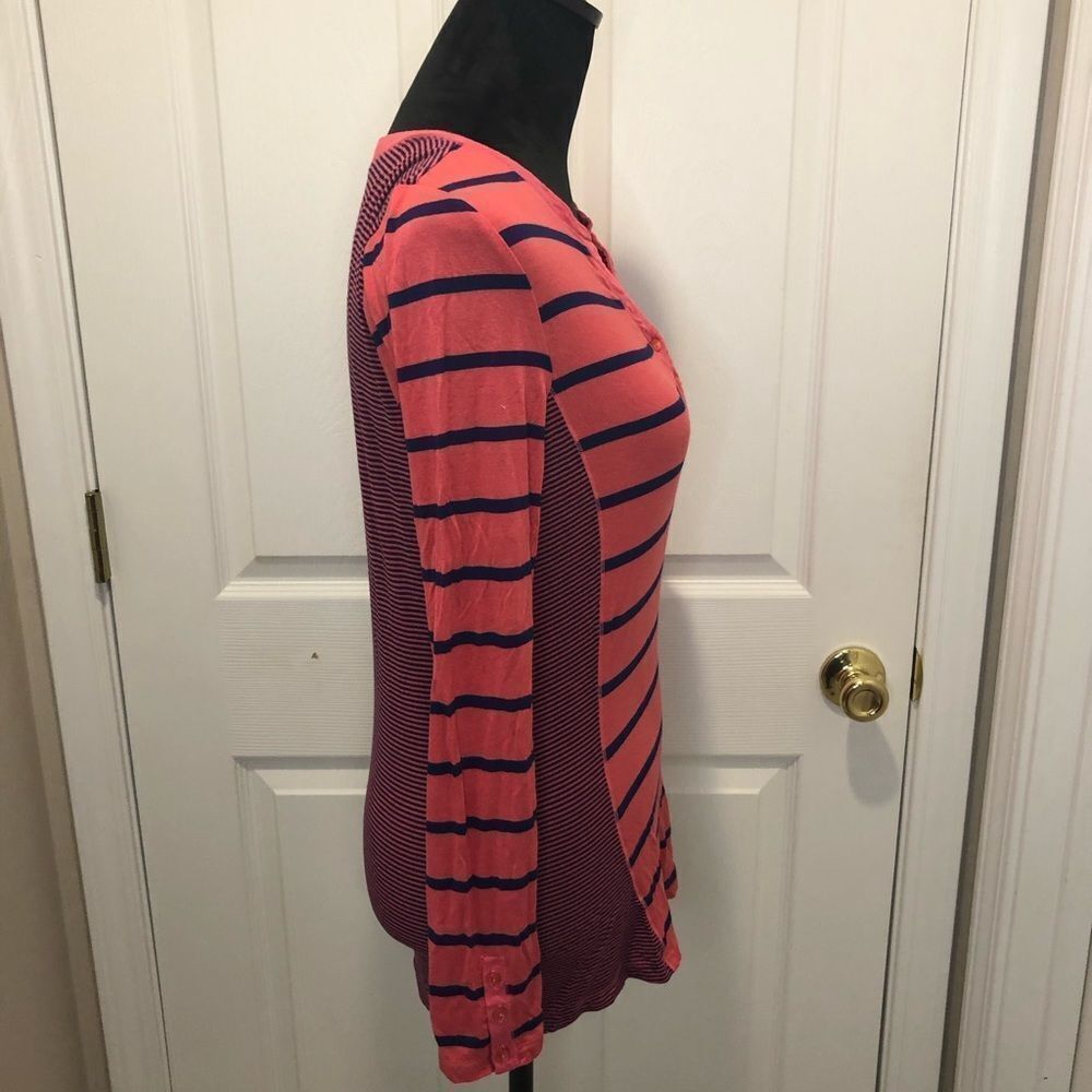 Green Source long sleeve pink blue stripe shirt - Picture 5 of 9